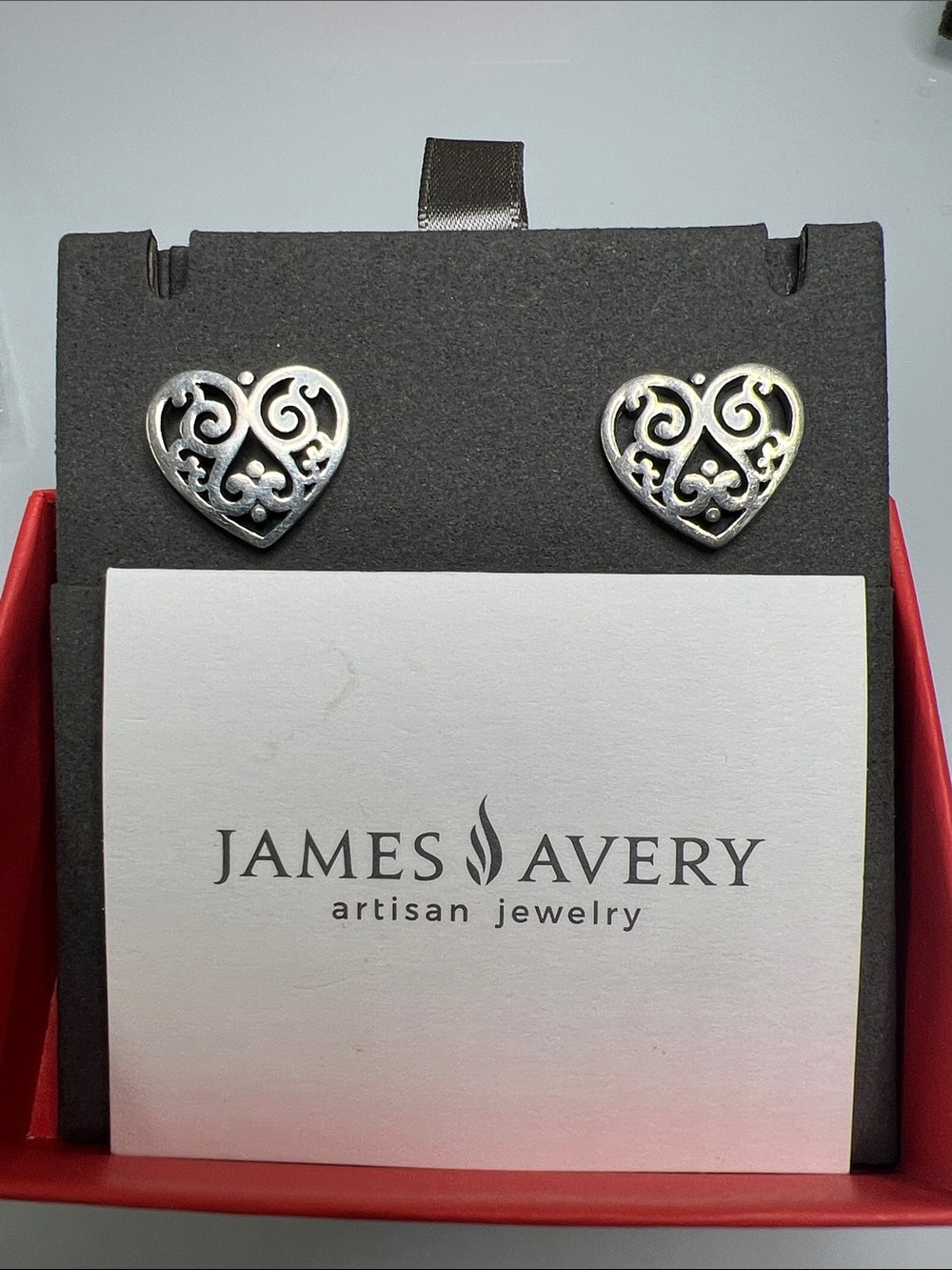 RETIRED James Avery Silver Heart Stud Earrings